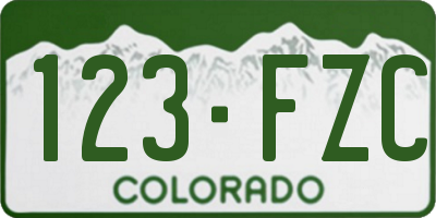 CO license plate 123FZC