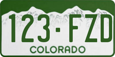 CO license plate 123FZD