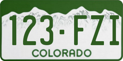 CO license plate 123FZI