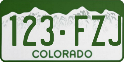 CO license plate 123FZJ