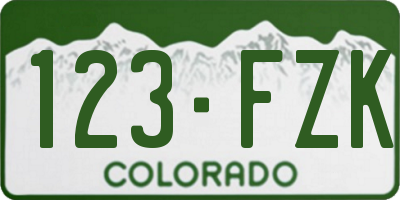 CO license plate 123FZK
