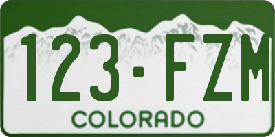 CO license plate 123FZM