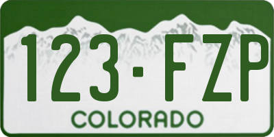 CO license plate 123FZP