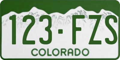 CO license plate 123FZS