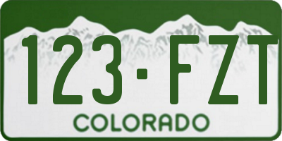 CO license plate 123FZT