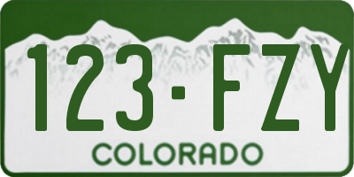 CO license plate 123FZY