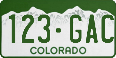 CO license plate 123GAC