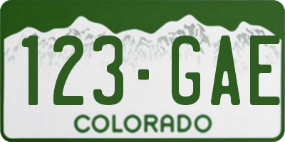 CO license plate 123GAE