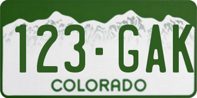 CO license plate 123GAK