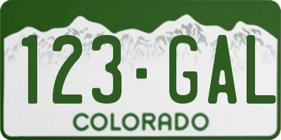 CO license plate 123GAL