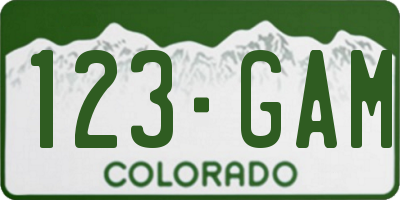 CO license plate 123GAM