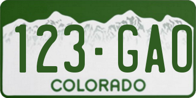 CO license plate 123GAO