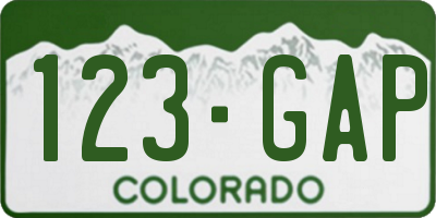 CO license plate 123GAP