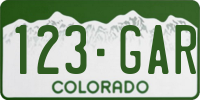 CO license plate 123GAR