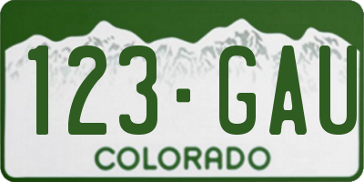 CO license plate 123GAU