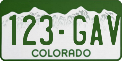 CO license plate 123GAV