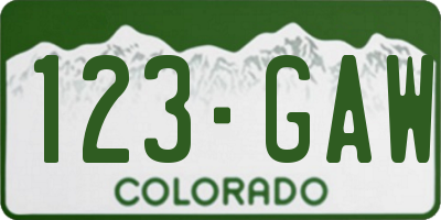 CO license plate 123GAW