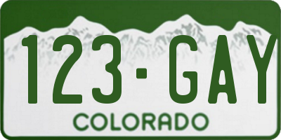 CO license plate 123GAY