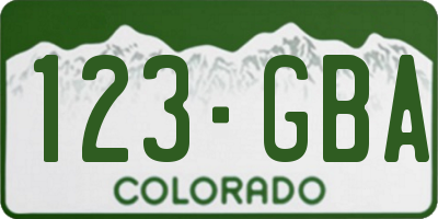 CO license plate 123GBA