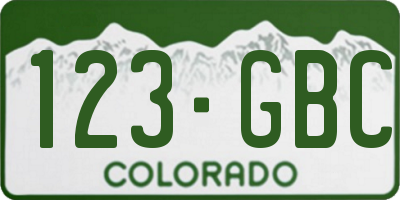 CO license plate 123GBC