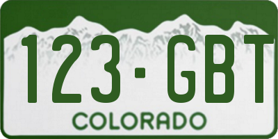 CO license plate 123GBT