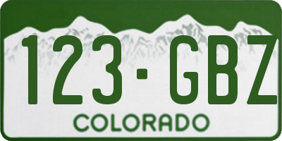 CO license plate 123GBZ