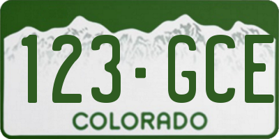 CO license plate 123GCE