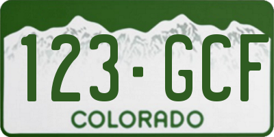 CO license plate 123GCF