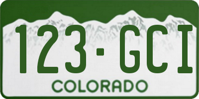 CO license plate 123GCI