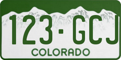 CO license plate 123GCJ