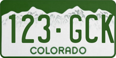 CO license plate 123GCK
