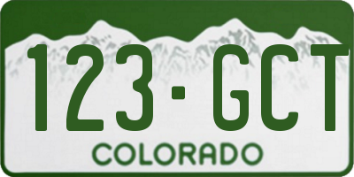 CO license plate 123GCT