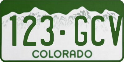 CO license plate 123GCV