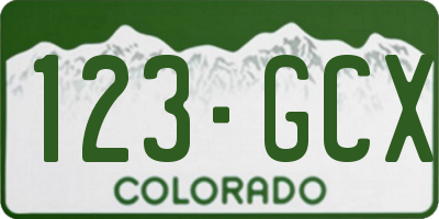 CO license plate 123GCX
