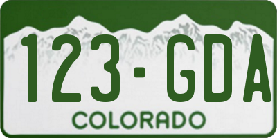 CO license plate 123GDA