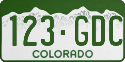 CO license plate 123GDC