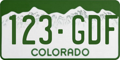 CO license plate 123GDF
