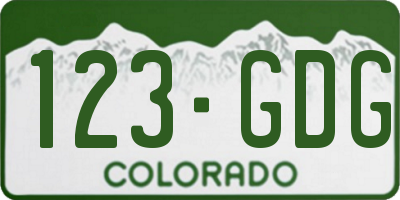 CO license plate 123GDG
