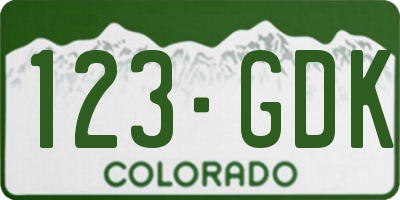 CO license plate 123GDK