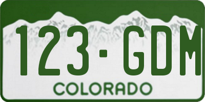 CO license plate 123GDM
