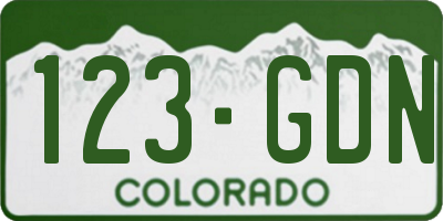 CO license plate 123GDN