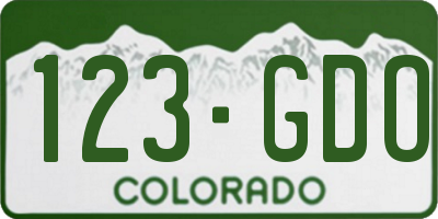 CO license plate 123GDO