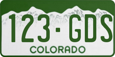 CO license plate 123GDS