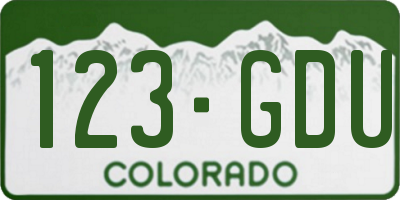 CO license plate 123GDU