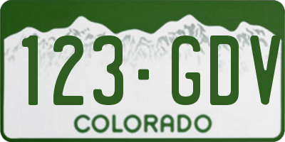 CO license plate 123GDV