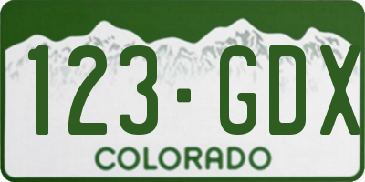 CO license plate 123GDX