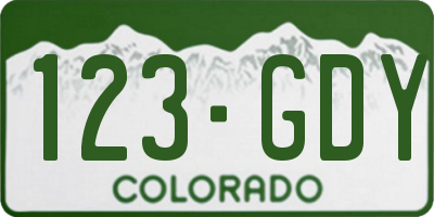 CO license plate 123GDY