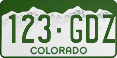 CO license plate 123GDZ