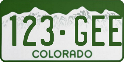 CO license plate 123GEE
