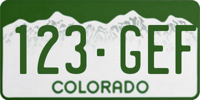 CO license plate 123GEF